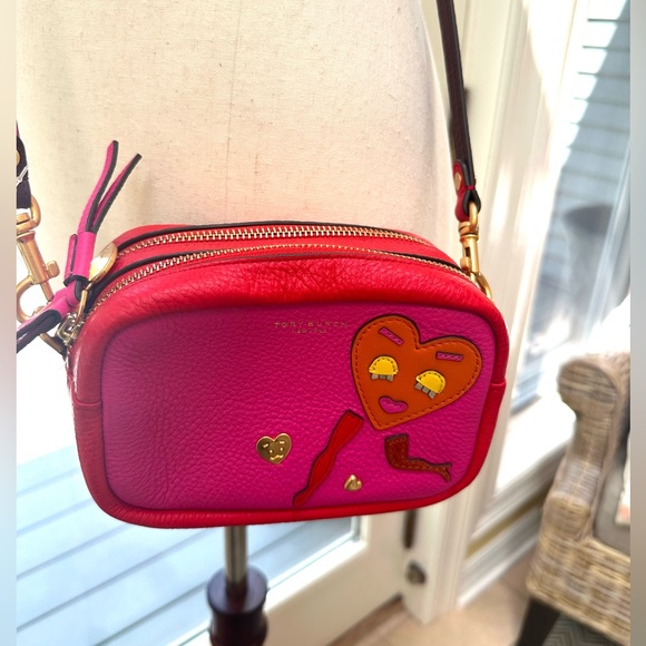 Tory Burch NWT Perry Patchwork Hearts 💕Mini Bag Leather Crossbody Adjustable - Picture 12 of 14